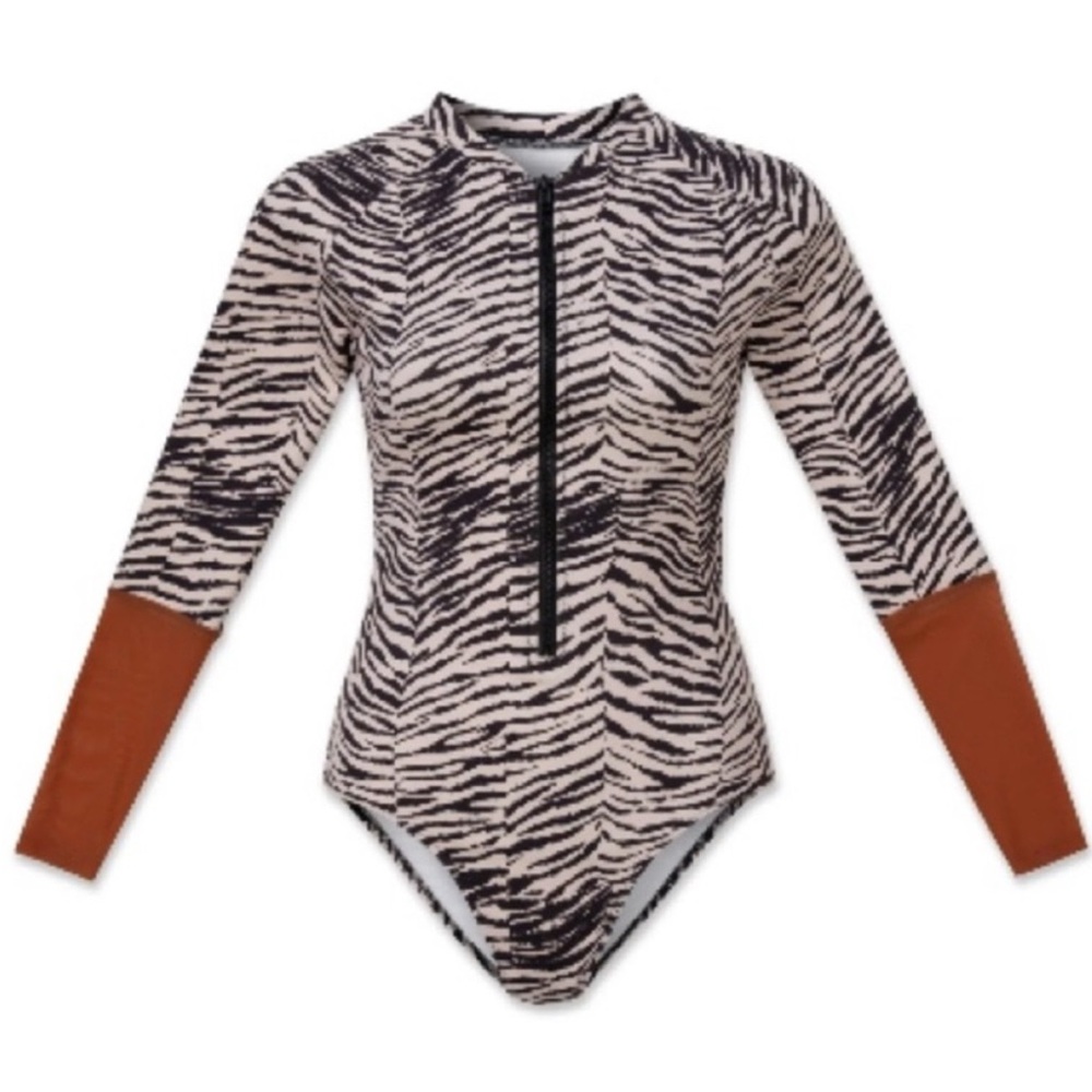 WET Swimwear | Eliana Long Sleeve Swim in Zebra | One Piece Swimsuit | NWT - Picture 15 of 16
